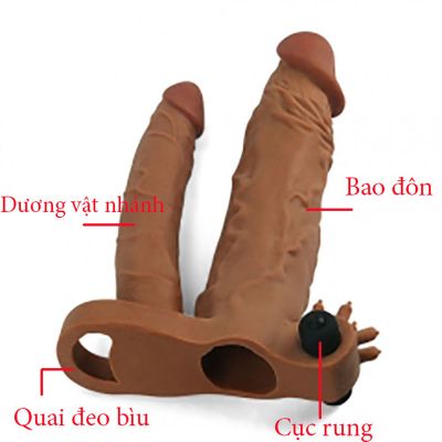Bao Đôn Lovetoys 2 Nhánh Có Rung Màu Nâu Siêu Gân Nổi TDSTBD22C